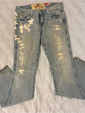 Seven For All Mankind Embellished Distressed Jeans Y2K USA Made‎